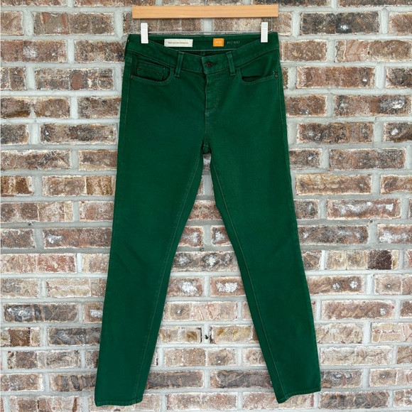 Anthropologie Pilcro the Letterpress Stet Slim Skinny Dark Forest Green Jeans 27 - Picture 6 of 7